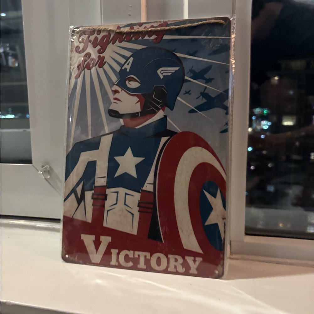 NEW! Captain America Metal Sign 8 X 12 inches Marvel Avengers Decor